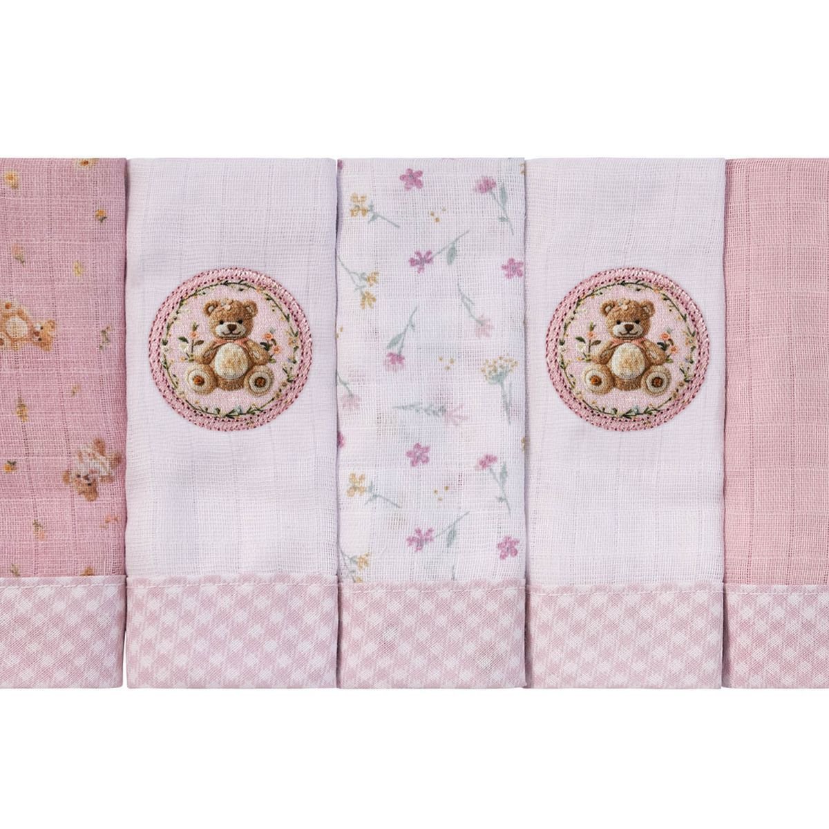 Pano de Boca Baby Joy Estampado Luxo: Ursa Rosa - 2