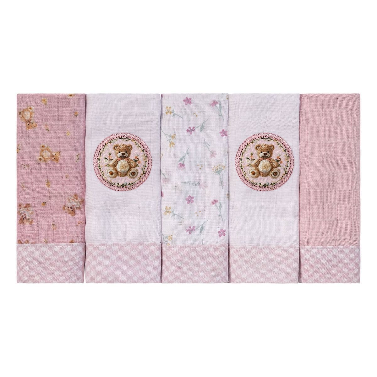 Ver imagem 1 de Pano de Boca Baby Joy Estampado Luxo: Ursa Rosa