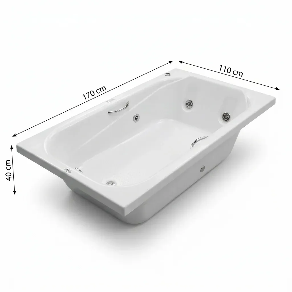 Ver imagem 3 de Banheira Hidromassagem Dupla Cristal Ouro Fino 4 Jatos com Alças e Piso Antiderrapante 170x110cm em Acrilico 220V