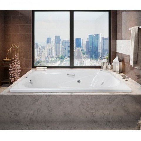 Banheira Hidromassagem Dupla Cristal Ouro Fino 4 Jatos com Alças e Piso Antiderrapante 170x110cm em Acrilico 220V