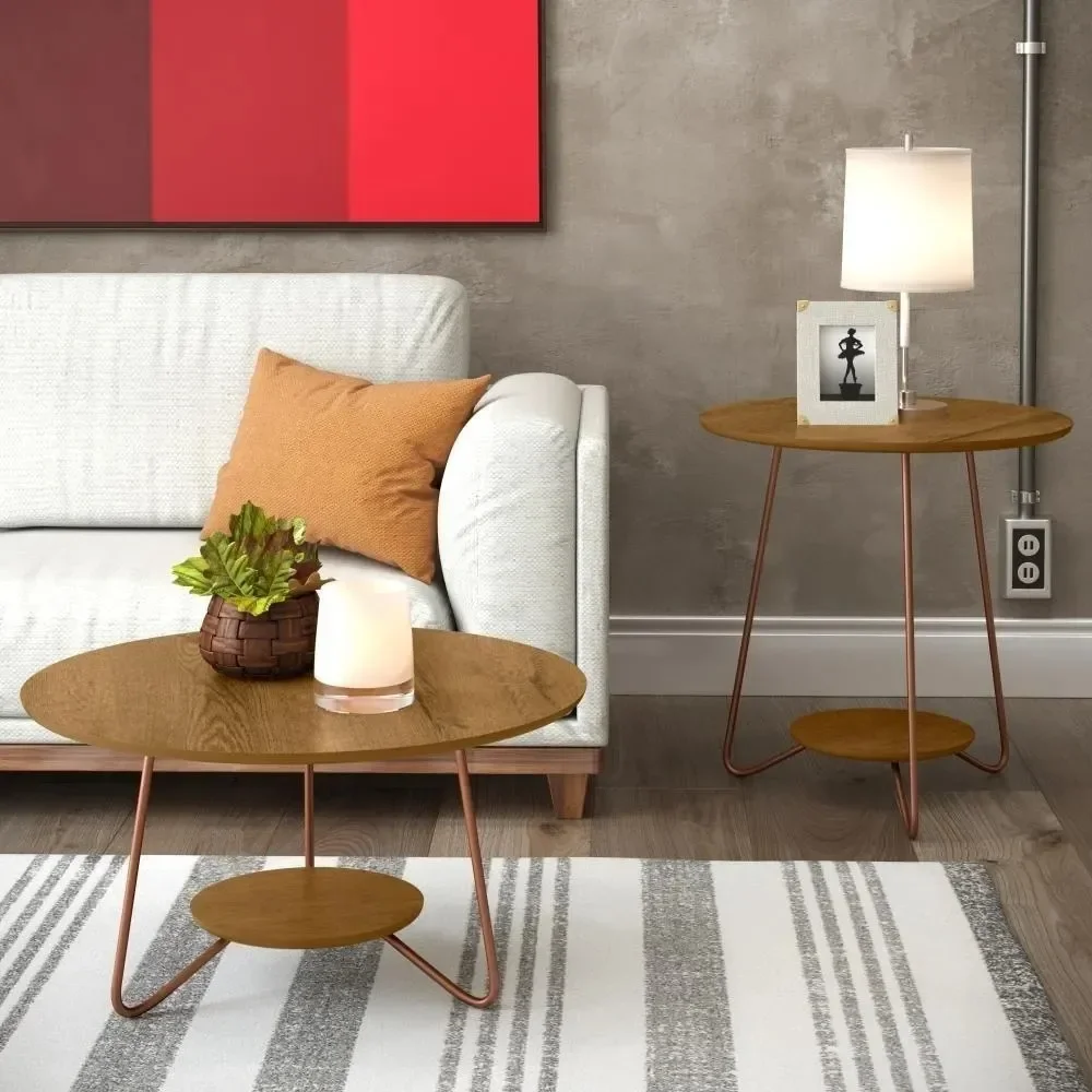 Ver imagem 2 de Conjunto Mesa Decoração Para Sala Centro E Lateral Liz Freijó