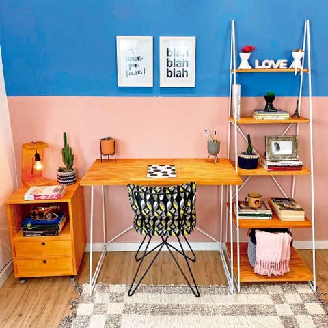Home Office Escada Industrial Carvalho e Branco