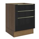 Ver imagem 1 de Balcão de Cozinha 60 Cm 3 Gavetas (sem Tampo) Rustic/preto Lux Madesa