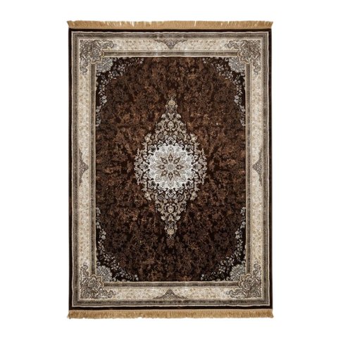 Tapete Persa Royal Marrom 200X300cm Fio Acetinado - Ideal para Quarto e Sala