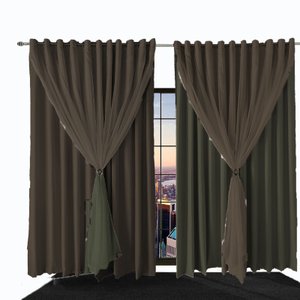 Cortina Blecaute para Sala e Quarto Bia 3,50 X 2,50 Marrom