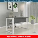 Ver imagem 2 de Mesa Escritório P25 Tub Pandin 120 Cm (larg) Tampo Mdp Grafito Pé Aço Tubular Branco