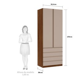 Guarda Roupa Solteiro 2 Portas 4 Gavetas 90 Cm Prime Luciane Móveis - 3 Guarda Roupa Solteiro 2 Portas 4 Gavetas 90 Cm Prime Luciane Móveis - 3