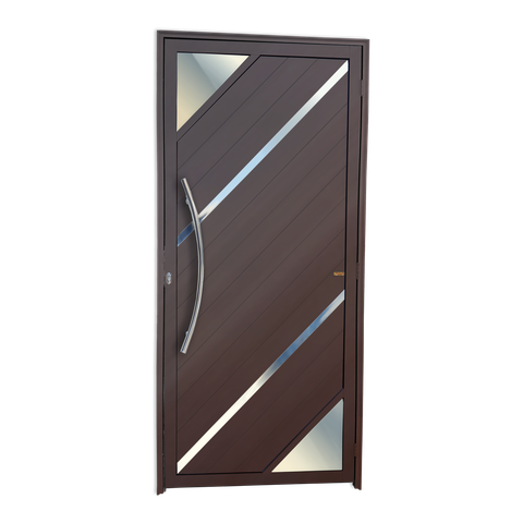 Porta Alumínio Lambril Oasis c/Puxador e.Marrom Corten 90 Brimak