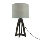 Ver imagem 1 de Abajur Base Madeira Marrom e Cúpula Renda Bege Arabescos