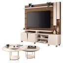 Ver imagem 1 de Estante Home Theater Virtus Castanho Off White com Kit Mesa de Centro Sky Off White - Hb Móveis