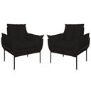 Ver imagem 1 de Kit 02 Poltronas Base Metal Preto Sala Quarto Balaqui Decor Cor:preto