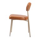 Ver imagem 4 de Kit 4 Cadeiras para Sala de Jantar Couro Sintético Design Aço Carbono Lavinia Marrom/Champagne