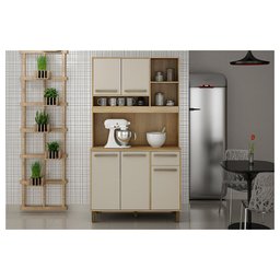 Armario de Cozinha 5 Portas 1 Gaveta Cinamomo/Off White Ametista Valde Moveis - 1