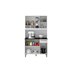 Armario de Cozinha 5 Portas 1 Gaveta Cinamomo/Off White Ametista Valde Moveis - 3