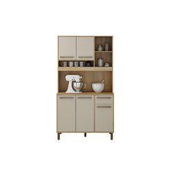 Armario de Cozinha 5 Portas 1 Gaveta Cinamomo/Off White Ametista Valde Moveis - 4