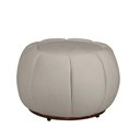 Ver imagem 2 de Kit Poltrona Base Giratória e Puff Concha Decorativo Veludo Cor Marfim