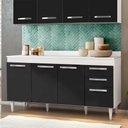 Ver imagem 5 de Balcão Gabinete 150cm 4 Portas C/ Tampo Lis L03 Branco/preto