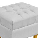 Ver imagem 4 de Kit 2 Puffs Decorativos París Luis XV Capitone Linho Cinza - Lyamdecor