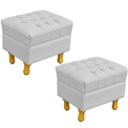 Ver imagem 1 de Kit 2 Puffs Decorativos París Luis XV Capitone Linho Cinza - Lyamdecor