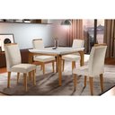 Ver imagem 1 de Kit Mesa Londrina Tampo Vidro 120cm + 4 Cadeiras Imbuia Veludo Creme