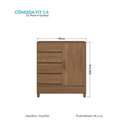 Ver imagem 2 de Cômoda Sapateira 1 Porta 4 Gavetas Fit 1.4 para Quarto Jequitibá Santos Andirá