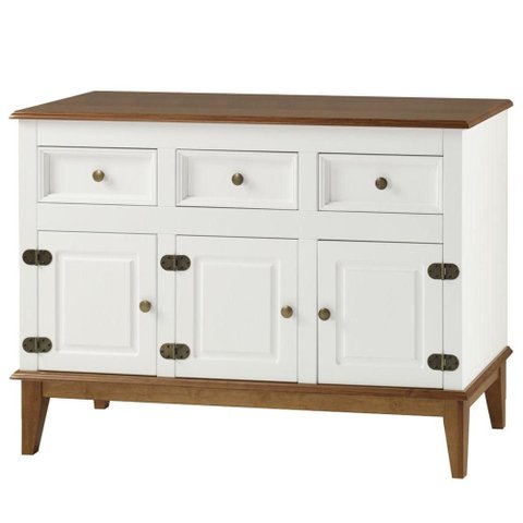 Buffet Antoine 3 Portas e 3 Gavetas Cor Branco com Amendoa 114 Cm - 62642