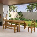 Ver imagem 1 de Conjunto Mesa 180cm 2 Cadeiras e 2 Bancos Área Gourmet Madeira Maciça Ventimiglia Yescasa Marrom/Nogueira