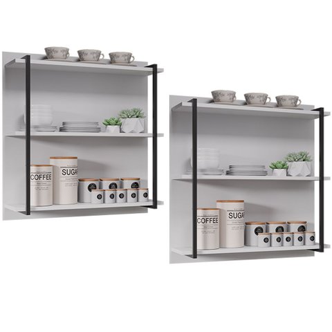 Kit 02 Painéis Industrial Multiuso com 3 Prateleiras Cler M05 Branco - Inoviza