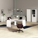 Ver imagem 1 de Kit Escritório Completo com Mesa em L 2 Estantes e Balcão Cor:branco