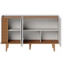 Ver mais imagens de Kit Aparador Buffet Bar Living com Cristaleira Adega Julia C04 Off White Matte Freijó - Lyam Decor