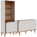 Ver imagem 5 de Kit Aparador Buffet Bar Living com Cristaleira Adega Julia C04 Off White Matte Freijó - Lyam Decor