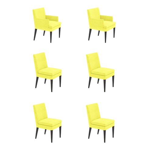 Kit 4 Cadeiras Germany + 2 Germany Retro Suede Amarelo Dominic Decor