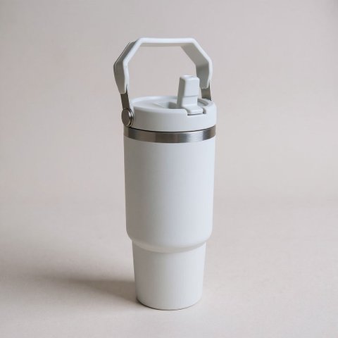 Garrafa Térmica Ms-983 900ml com Bico com Alça Flip Tumbl Aço Inoxidável Academia Trabalho:Branco