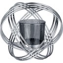 Ver imagem 1 de Castiçal Porta Vela Suporte Trama Home&co Cúpula Vidro Metal 13x15x15cm Fumê