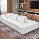 Ver imagem 6 de Sofá Ilha com Puff Living 395cm Amber M03 Bouclê Branco
