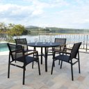 Ver imagem 3 de Cadeira Jantar Verona Reforçada Piscina Jardim Alumínio Tela Sling Preta
