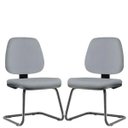 Ver imagem 1 de Kit 2 Cadeiras para Escritório Job Fixa Couro Sintético Cinza - Lyam Decor
