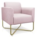 Ver imagem 1 de Poltrona Marisa Suede Base X Industrial Dourado Rosa Bebê
