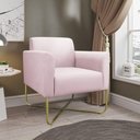 Ver imagem 2 de Poltrona Marisa Suede Base X Industrial Dourado Rosa Bebê
