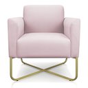 Ver imagem 3 de Poltrona Marisa Suede Base X Industrial Dourado Rosa Bebê