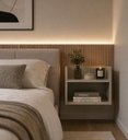 Ver imagem 6 de Mesa Cabeceira Suspensa Vivian MDF Off White Criado Compacta
