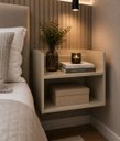 Ver imagem 2 de Mesa Cabeceira Suspensa Vivian MDF Off White Criado Compacta