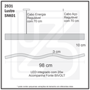 Ver mais imagens de Lustre Madeira Retangular Linear Led Integrado 98cm -snk 01 - Tauari Bq