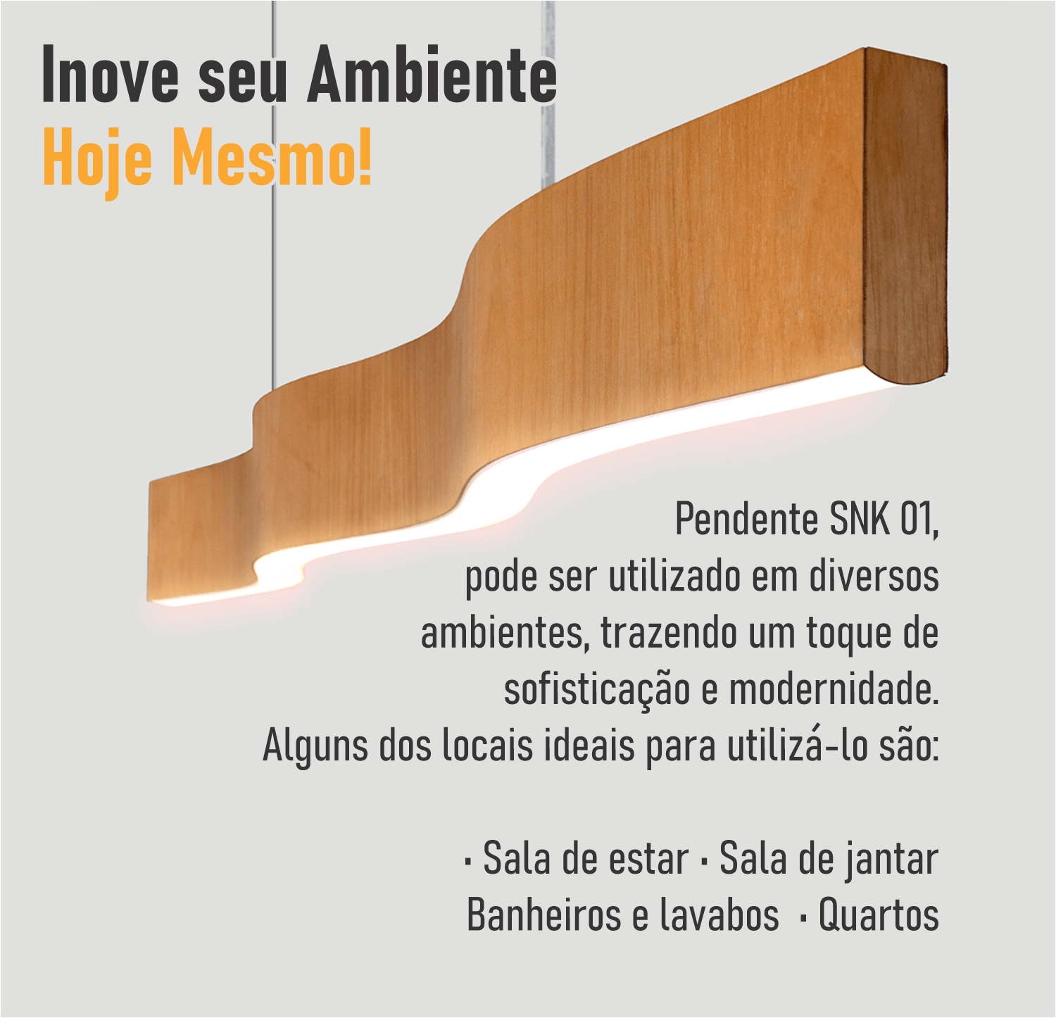 Lustre Madeira Retangular Linear Led Integrado 98cm -snk01 - 5