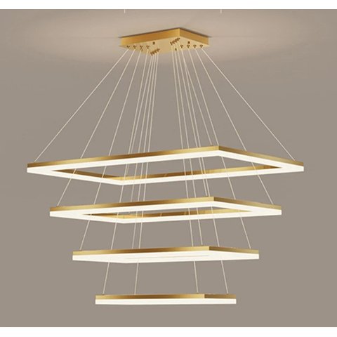 Pendente 4 Módulos Dourado Escovado Fosco 100cm Led 180w 3200k Bivolt Cabo de 370cm Paris Luz