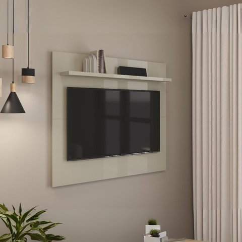 Estante Painel Tv com Prateleira Retro Sala Estar Clássica:off White