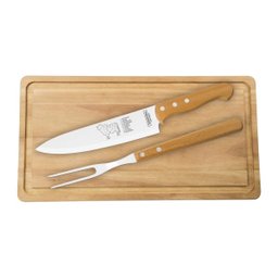 Jogo Para Churrasco 3PC Kit de Talheres Tramontina Madeira - 1