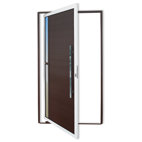 Porta Pivotante Alumínio Lambril Visione c/Puxador D.Mix Corten 100 Brimak