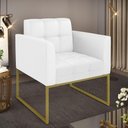 Ver imagem 1 de Poltrona Elisa Corino Branco Base Metálica Industrial Dourado - D'Rossi