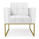 Ver imagem 7 de Poltrona Elisa Corino Branco Base Metálica Industrial Dourado - D'Rossi